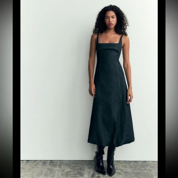 Zara denim balloon dress - Picture 1 of 5